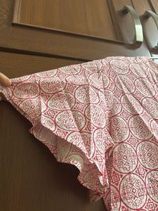 White And Red Printed Top