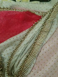 Pink &amp; white saree