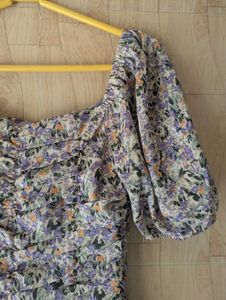 Floral printed ruched sheath mini Dress