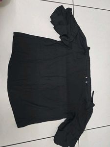 Black Ruffle Sleeve Top