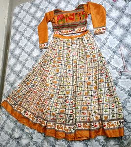 Mustard Crop Top And Skirt Set