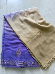 Georgette Two Shade Lucknowi Saree