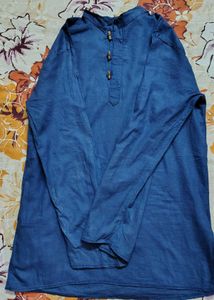 Stylish Men's Blue Cotton Kurta (Chest/Waist: 20.5