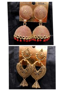 Golden Jhumka Earrings - 2 Pairs!