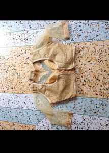 Gold Embroidered Saree Blouse