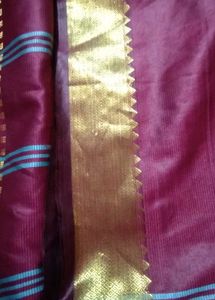 Burgundy &amp; Gold Saree Fabric