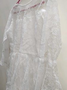 White Full Net Top With Inner Attached