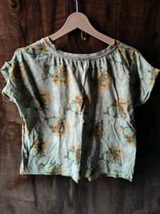 Printed Round Neck Top