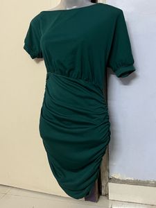 Pintrest Green Ruched Bodycon Dress