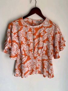 Only Brand Floral Printed Orange Top ForWomen