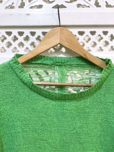 Trendy Green Distressed Knit Top B