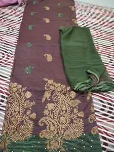 Pure Cotton Suit Coffe And Mehendi Colour