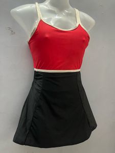 Padded Sleeveless Red And Black One-Piece Swimwear
