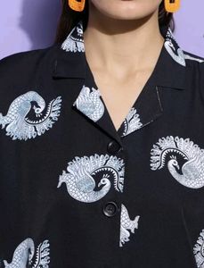 Women  Printed Casual Black Shirt