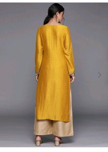 Yellow Floral Motifs Sequins Work Kurta
