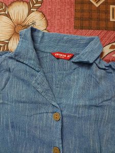 Blue Button-Down Top