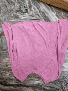 Summer Pink Knit V-Neck Top