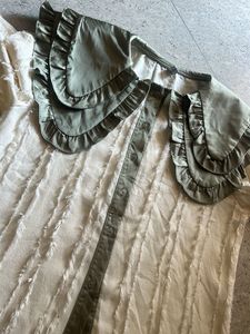 Ruffled Collar Button-Up Top