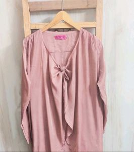 Tan Tie-Front Shrug Free Size