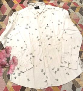 White Floral Print Shirt and red wool tishart with