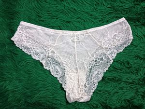 White Lace Trim Panties🖤