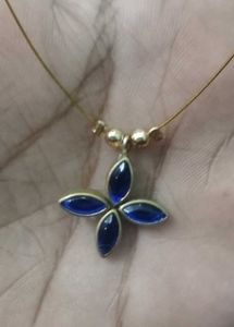 Blue Floral Pendant Necklace