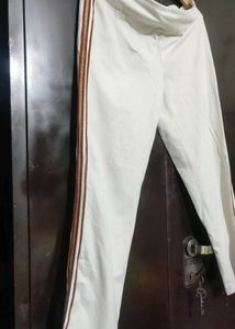 Off White Trouser Pant Striped Casual for 32 Waist