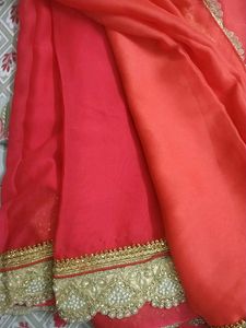 Heavy Pearl Border Work Saree For Wedding