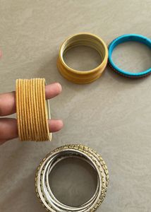 Yellow And Stone Bangles