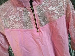 Pink Blouse with Net Sleeves