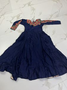 Elegant Navy Blue Embroidered Dress