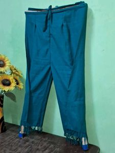 Teal Palazzo Pants with Tassels