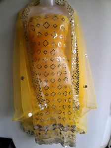 Elegant Yellow Net fabric with duppta