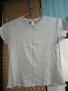 White Striped Crop Top