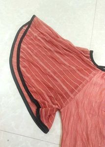 2 Combo Pink Striped Detail Top Blue T Shirt