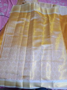 New Golden Tissue Silk Saree Dual Tone.