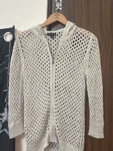 Crochet Knit Zip-Up Hoodie