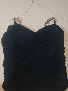 Chain Strap Black Crop Top