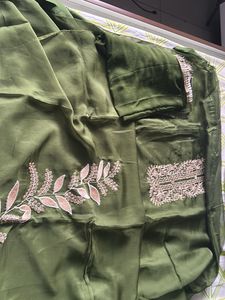 Olive Green Embroidered Salwar Kameez