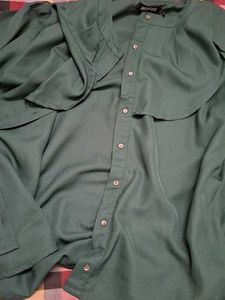 Elegant Green Ruffle Top