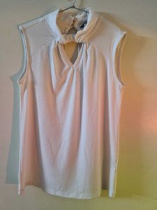 Pantaloons White Sleeveless Formal Top
