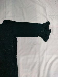 Black Embroidered Short Kurti For Women