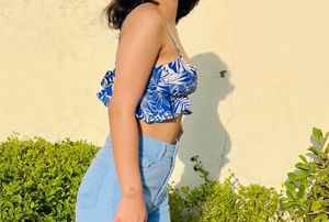 ANI crop Floral Top