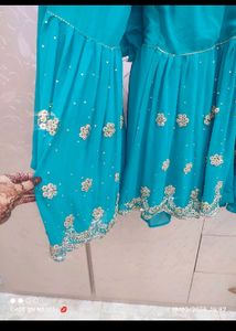 Teal Embellished Kurti
