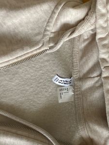 Beige Cropped Hoodie