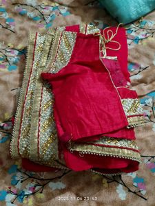 Red Embroidered Dress Material