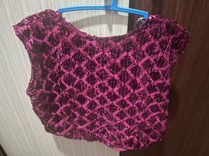 Magenta Sequin Velvet New Readymade Blouse