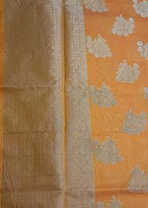New Chanderi Work Saree With Accessories- In Orang