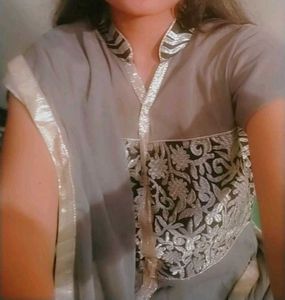 Beautiful Grey Anarkali With Silver Work ❤️