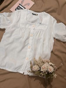 Checked Square Neck Blouse